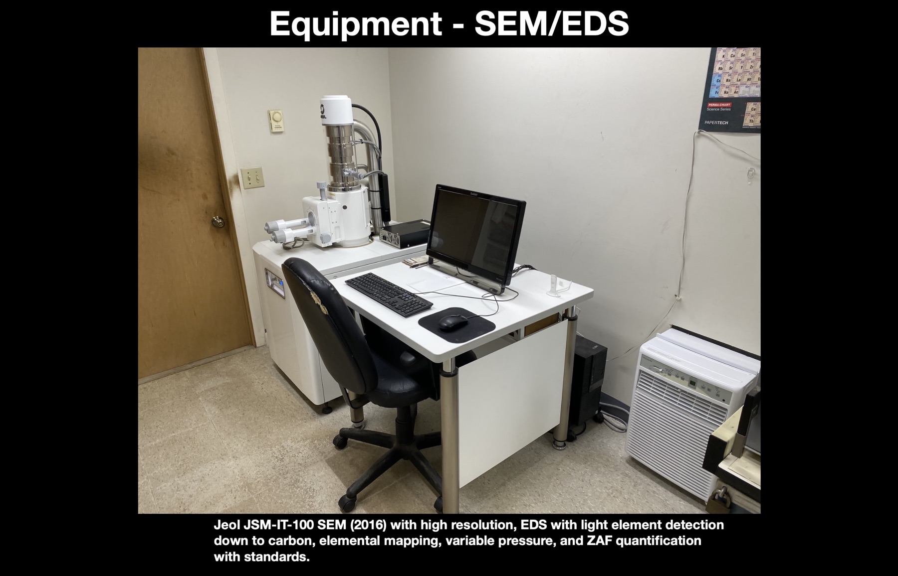 JEOL JSM-IT100 analytical scanning electron microscope and EDS system at SEM Lab