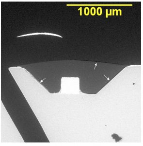 BSE SEM image of a microsection of an LED