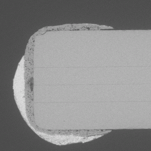 Multi-layer chip capacitor (MLCC) cross section.