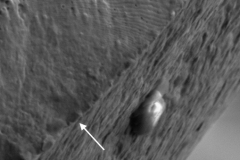 Fatigue striations on the fracture surface of a stainless steel spring.