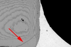 Flexure crack in an MLCC.