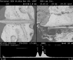 Corrosion problem causing gold plating to flake off.