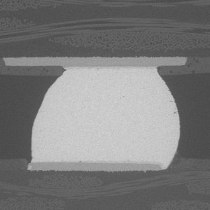 A BGA solder joint cross section.