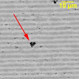 This is a dielectric void in a base metal electrode (BME) multilayer ceramic capacitor (MLCC).
