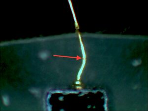 LED failure due to an open bond wire.