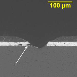 Failure at laser trim of a chip resistor.