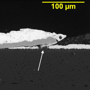 Corrosion of silver layer.